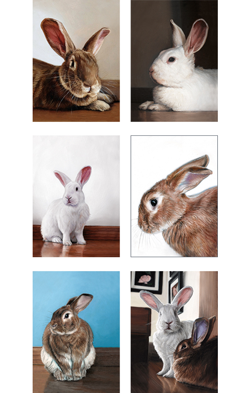 Rabbit Portrait greeting card, Set of six