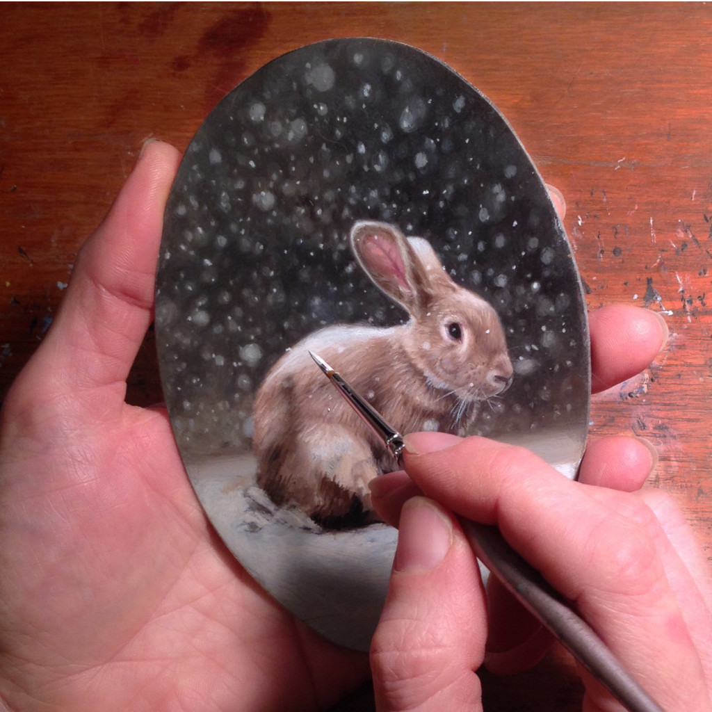 Snow Rabbit In progress oil painting