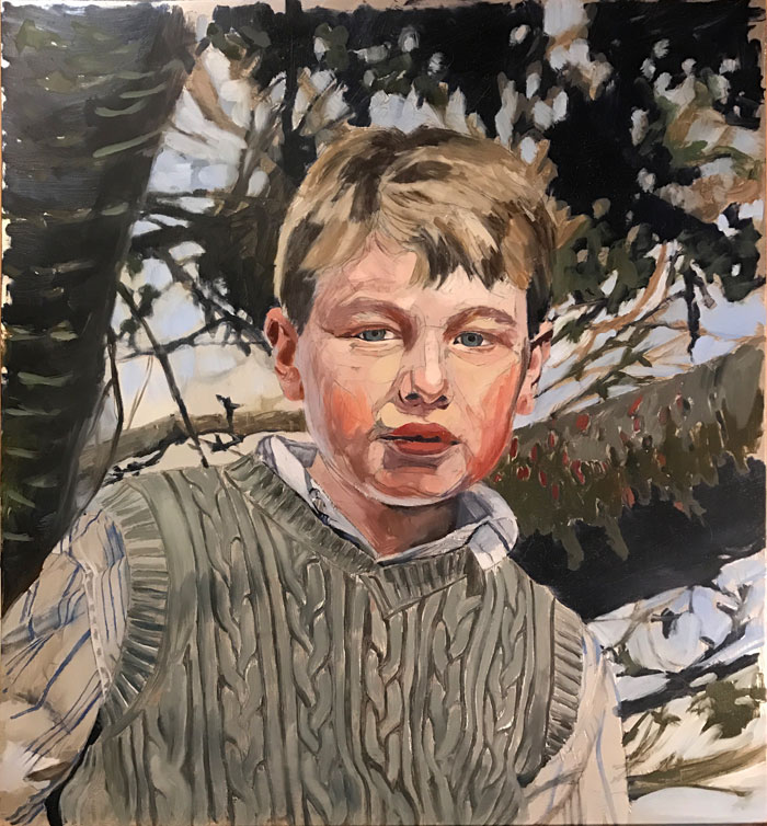 Child Portrait painting in progress by Rebecca Luncan