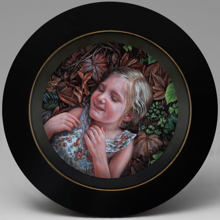 miniature childrens Portrait painting of Maggie by Rebecca Luncan