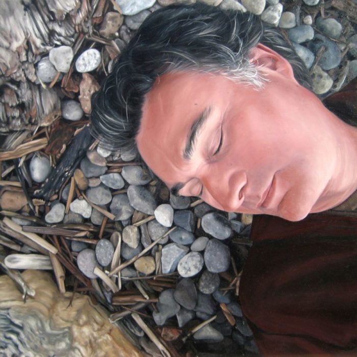 Portrait Painting man rocks Seattle realist artist Rebecca Luncan