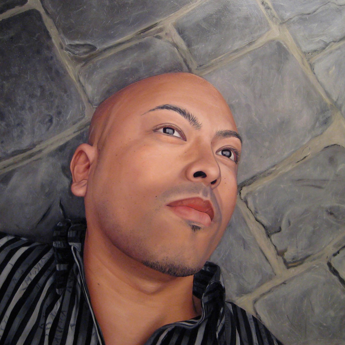 Portrait Painting of man By Rebecca Luncan, oil on aluminum