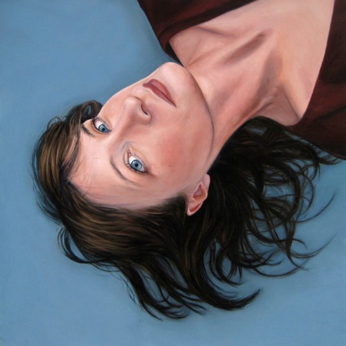 Portrait Painting woman Blue Seattle artist Rebecca Luncan
