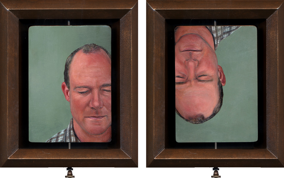 Double-sided portrait oil painting by Rebecca Luncan