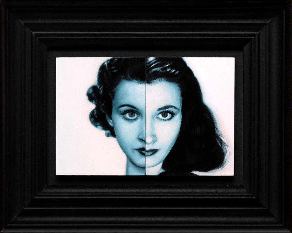Mismatched Portrait (Vivian), oil on aluminum, 3 x 5, Rebecca Luncan