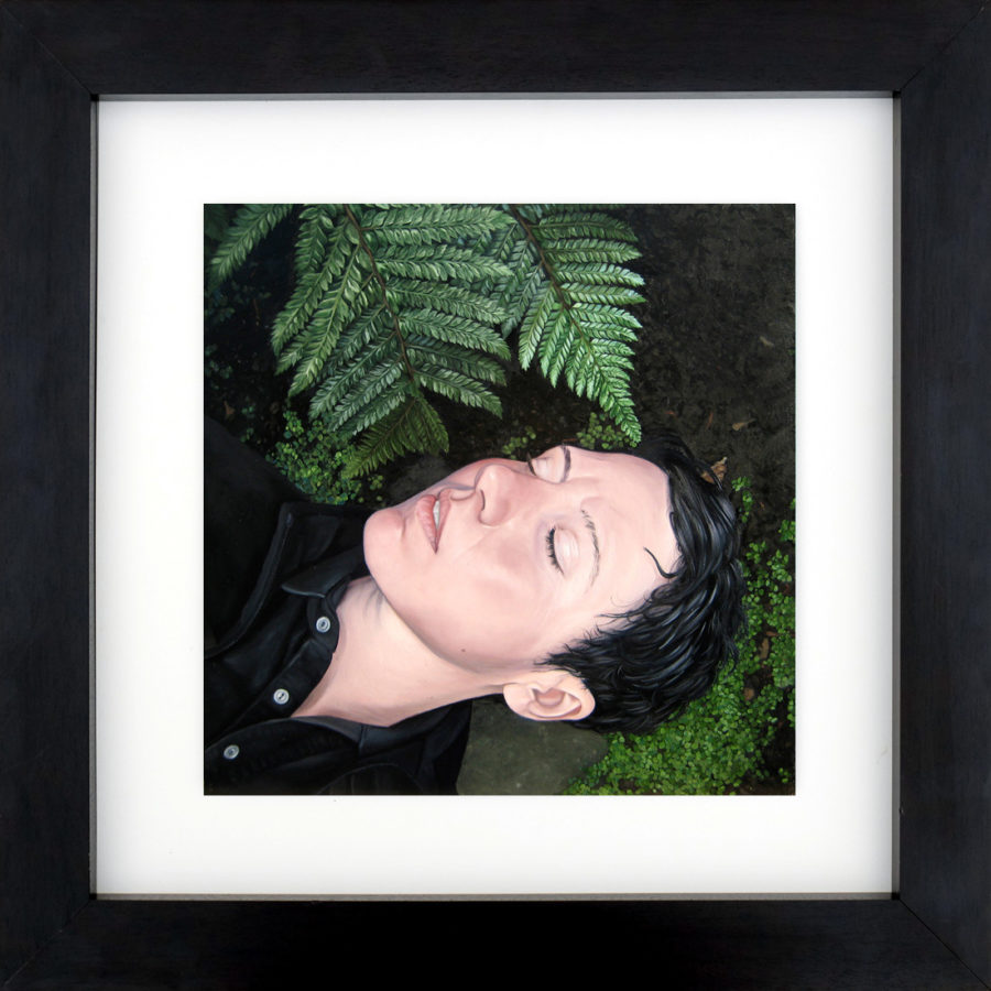 figurative realism Portrait Painting of woman Ferns By Rebecca Luncan