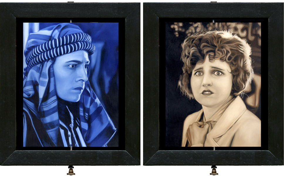 Interactive Double-sided oil painting of Valentino, by Rebecca Luncan