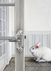 Dream of the White Rabbit, Oil painting miniature by Rebecca Luncan