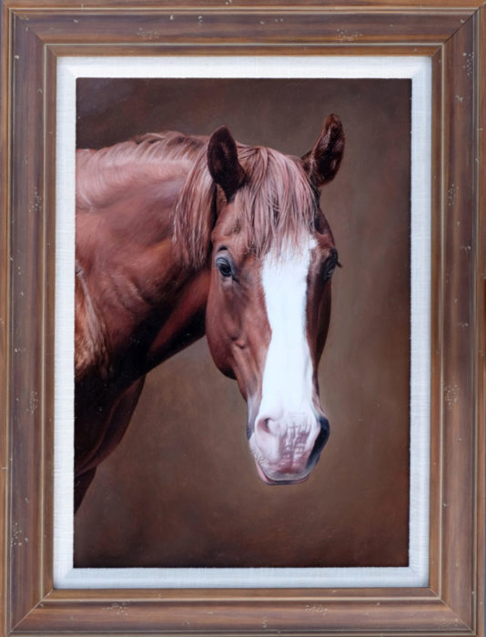 Horse portrait oil Painting by Rebecca Luncan.