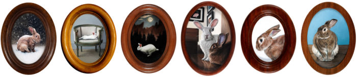 Monthly Miniatures - Rabbit oil paintings by Rebecca Luncan