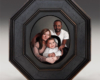 Family portrait painting in miniature, oil on aluminum by Rebecca Luncan