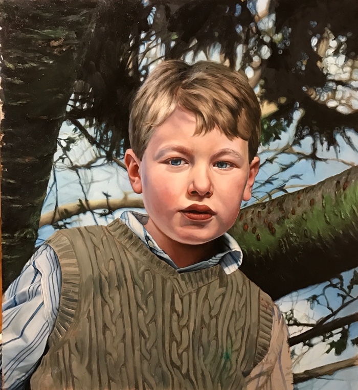 Child Portrait painting in progress by Rebecca Luncan