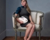 Self Portrait - Expecting, 16" x 12", oil on aluminum by Rebecca Luncan