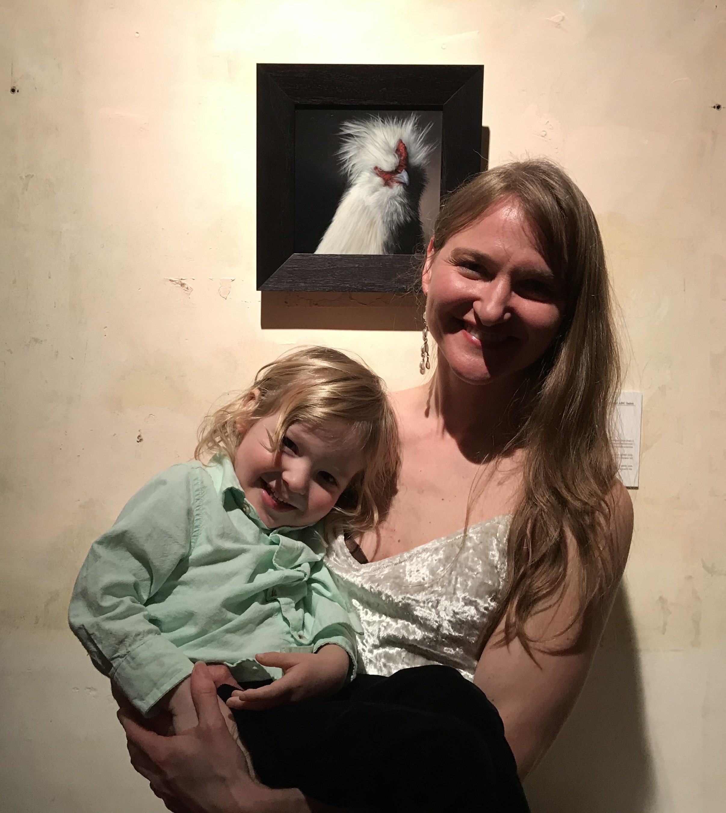 ARC Salon 2019 exhibition at the MEAM - Museu Europeu d'Art Modern. Artist Rebecca Luncan with her son