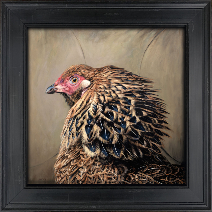 contemporary painting of chicken photorealism by Rebecca Luncan