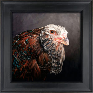 contemporary painting of chicken photorealism by Rebecca Luncan