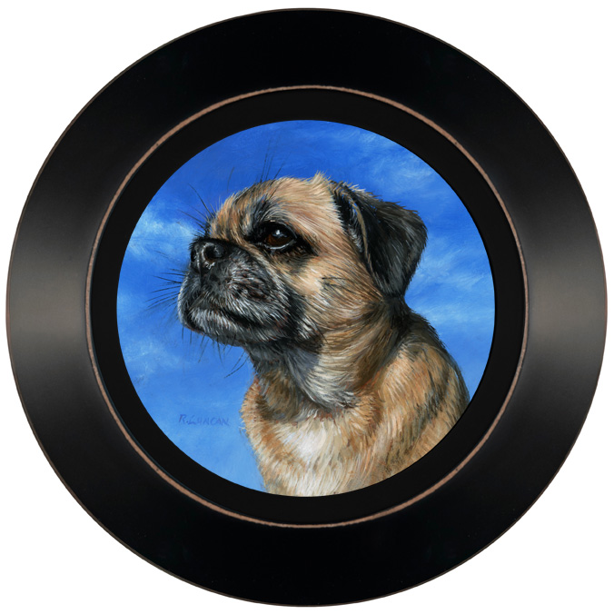 Puggle portrait miniature oil painting on copper by Rebecca Luncan