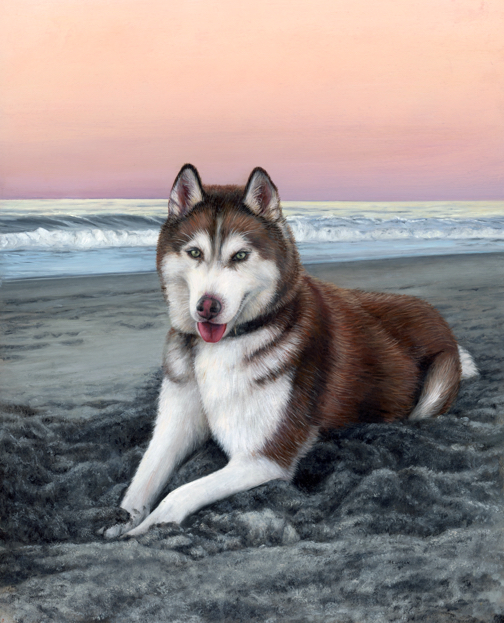 husky oil painting