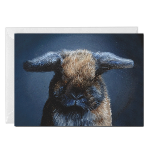 Portrait of an Orphaned rabbit greeting card