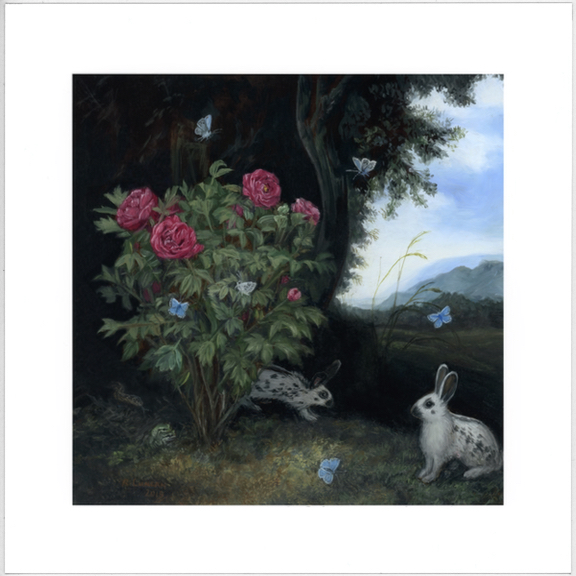 forest rabbits Limited edition prints from original paintings english spot rabbit by Rebecca Luncan