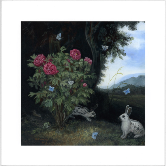 forest rabbits Limited edition prints from original paintings english spot rabbit  by Rebecca Luncan