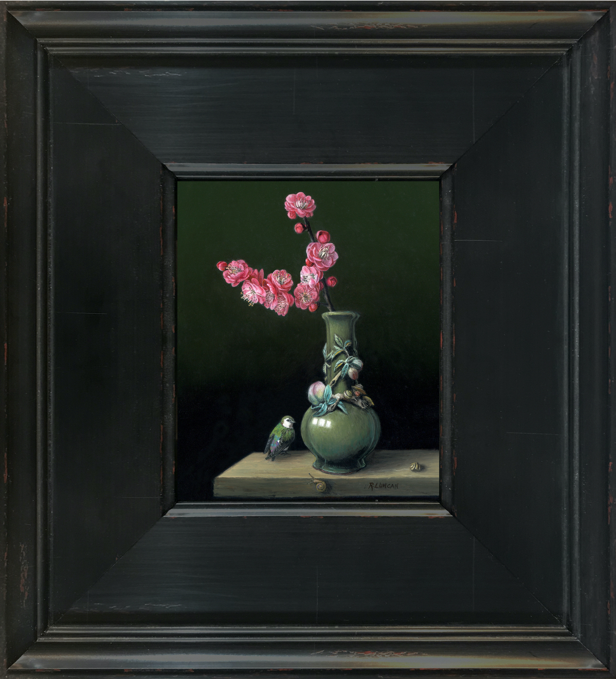 Still life painting of peach blossoms and vase from the Seattle Art Museum collection by Rebecca Luncan