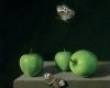 photo realistic still life paitning with fruit and insects by Rebecca Luncan