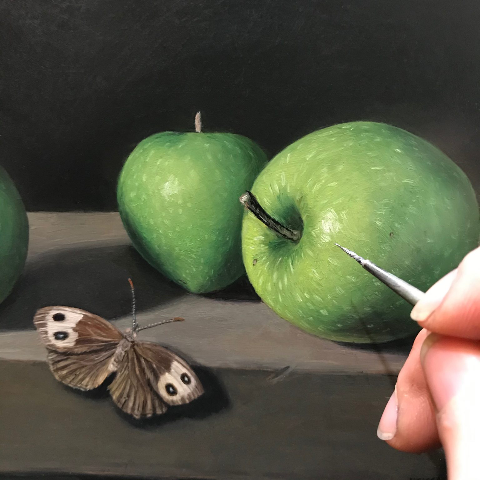 contemporary still life oil painting in progress by Rebecca Luncan