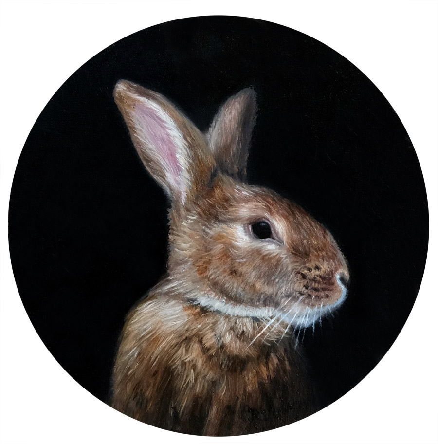 Portrait of a Gentleman portrait paitning of brown rabbit by Rebecca Luncan