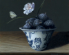still life painting of Figs in Jiajing Porcelain, oil on copper by Rebecca Luncan