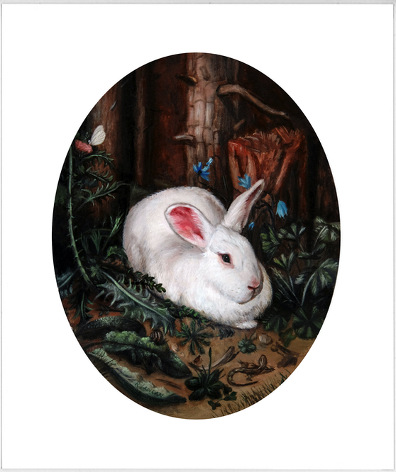 A Rabbit in the Forest after Hans Hoffman oil painting by Rebecca Luncan