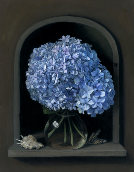 Hydrangea, floral oil painting by Rebecca Luncan