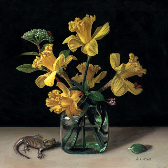 Daffodil still life painting by Rebecca Luncan