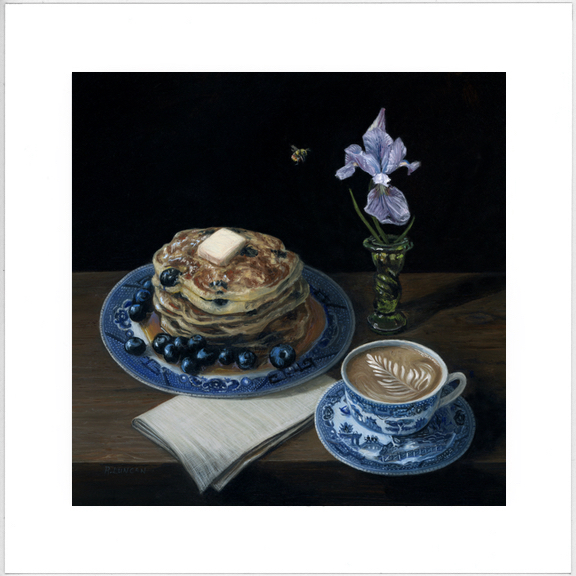 Limited edition print from original painting of Blueberry pancakes by Rebecca Luncan