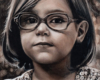 monochromatic oil portrait of Sasha as a child by Rebecca Luncan