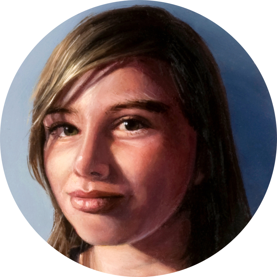 Miniature portrait painting of young girl on copper by Rebecca Luncan